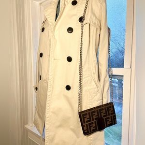 Fendi Zucca Brown Leathe Wallet with chain